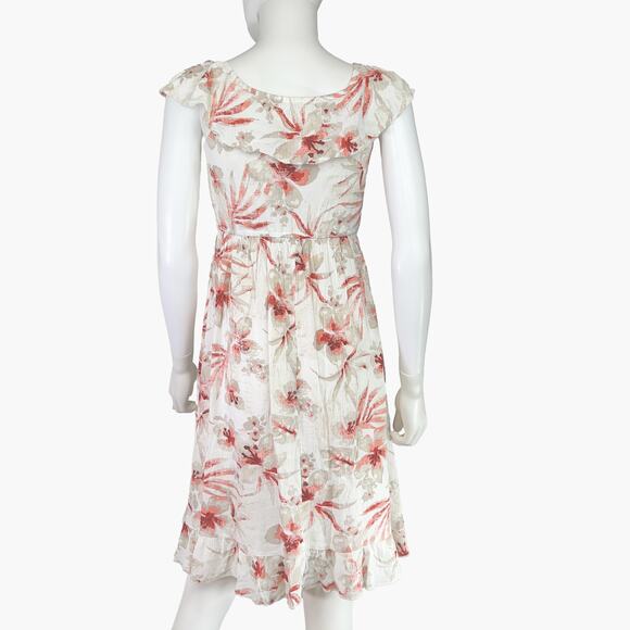 BEAUTEES Floral Flutter Sleeve Cocktail Sundress (Red/Beige/White | Size 10) - Picture 4 of 9